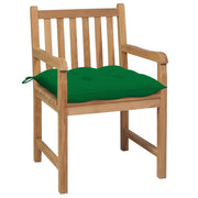 Sedie da Giardino 2 pz | Sedie da Esterno con Cuscini Verdi in Massello di Teak