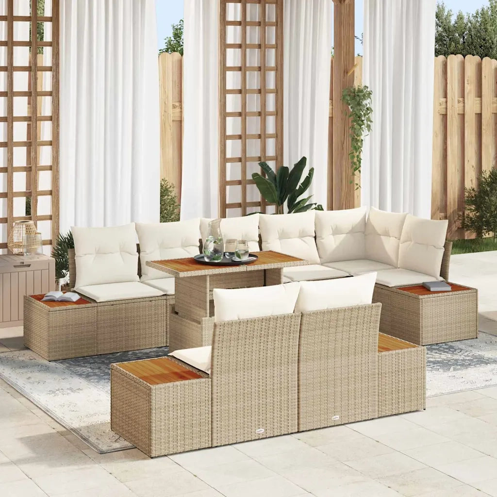 Set Divano da Giardino 9 pcs Beige Poly Rattan 3358820