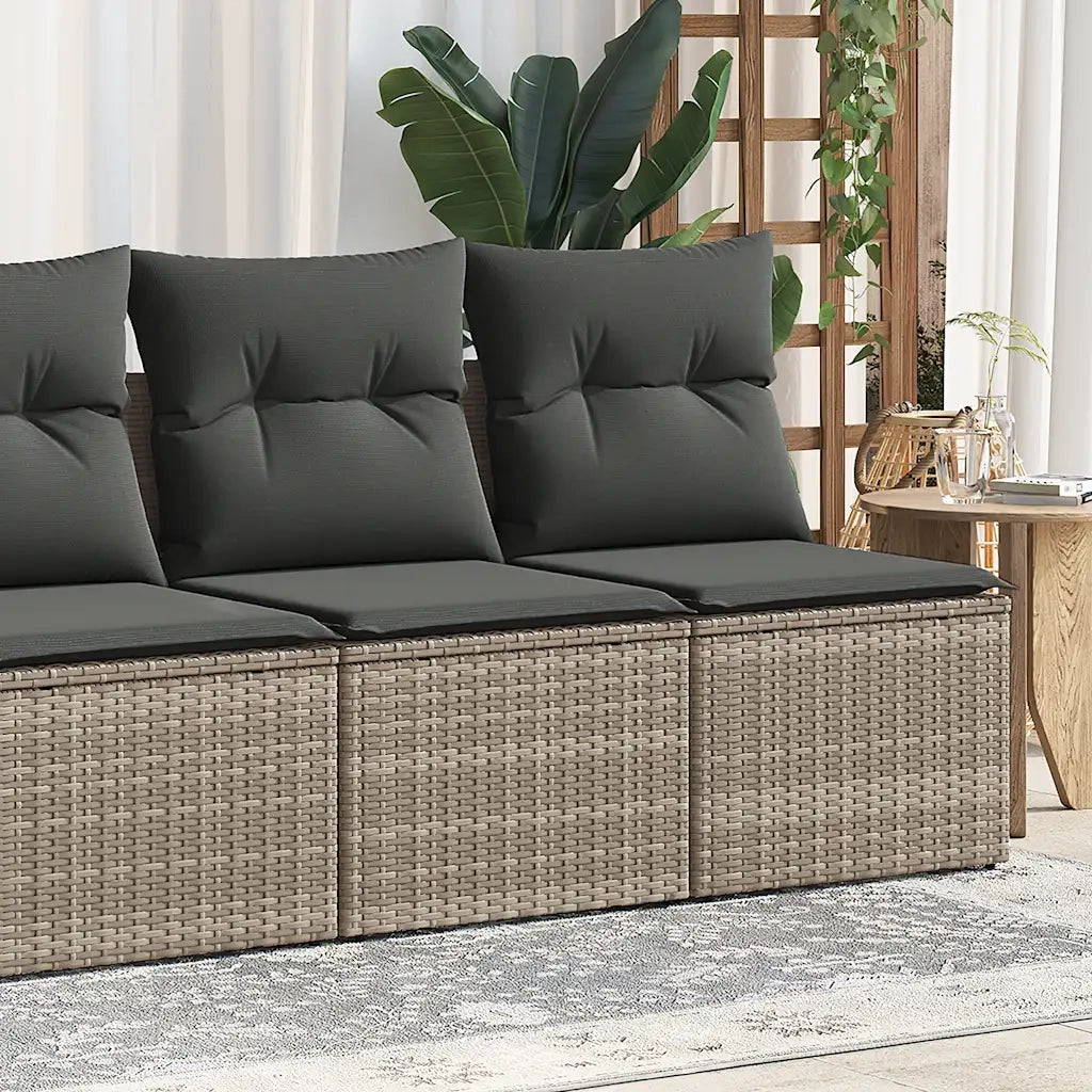 Set Divano Giardino 2 pz | Set Salotto da Giardino con Cuscini Grigio Polyrattan Acacia