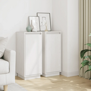 Credenze 2 pz Bianche 31,5x34x75 cm in Legno Massello di Pino cod mxl 15826