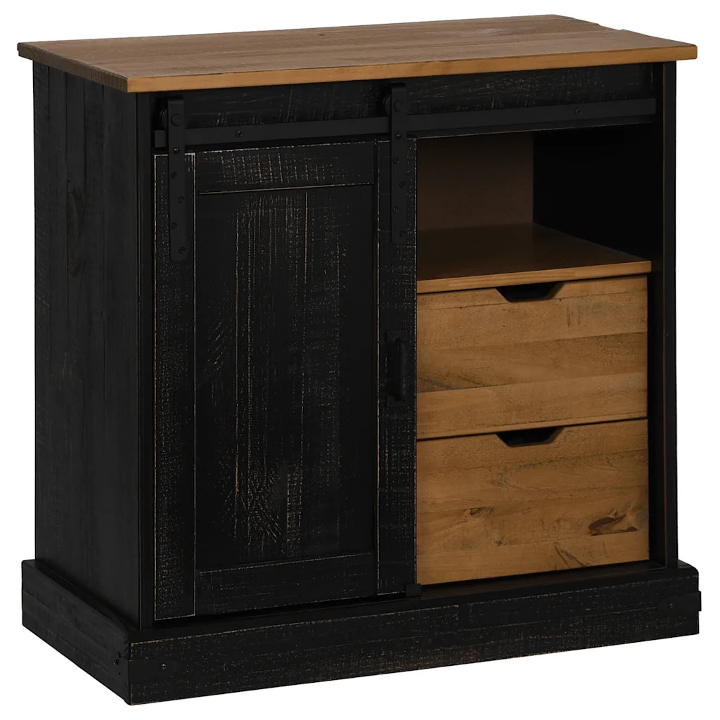 Credenza-Buffet-Armadio da cucina HALDEN con Anta Scorrevole 80x40x80 cm Legno Massello 650034