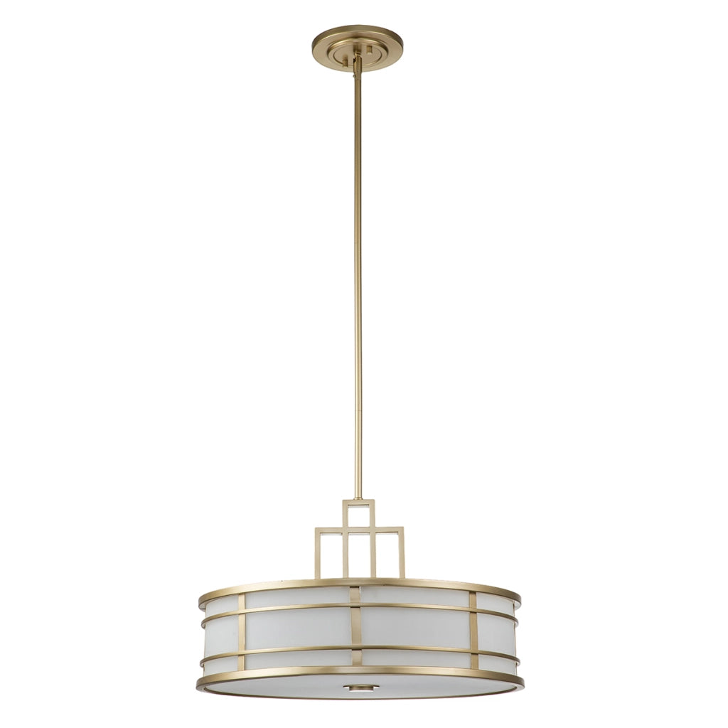 Lampadario Feiss Fusion Ø53 ottone/bianco 3xE27 industriale greco
