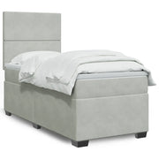 Giroletto a Molle con Materasso Grigio Chiaro 100x200cm Velluto 3293128