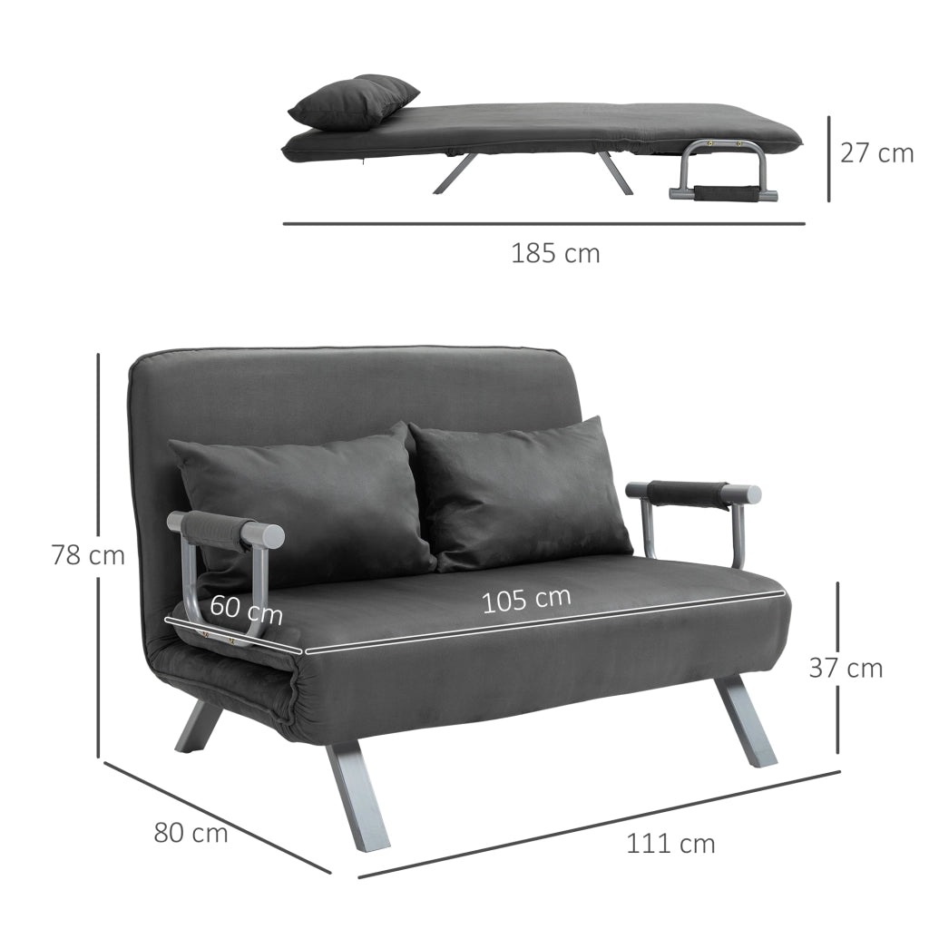 Divano letto 3 posti ¨C zephmum ¨C grigio, velluto, 185x105