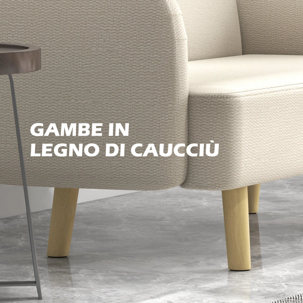 Divano 2 Posti 140x74x79 cm in Effetto Velluto Bianco Crema
