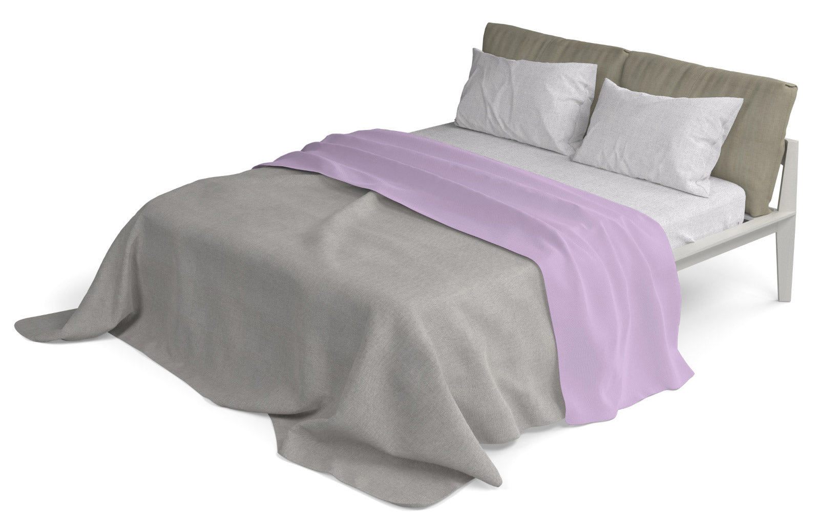 Set Lenzuola Singolo Sopra Sotto e Federe in Cotone Lilla