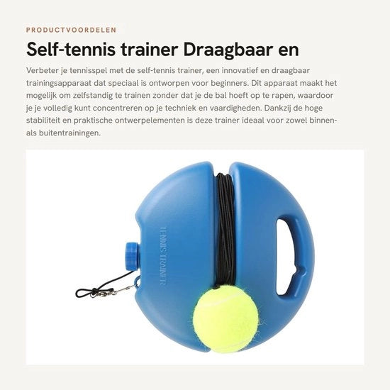 Allenatore di Tennis - Alta Stabilità - Allenatore Portatile - Allenatore Individuale - Adatto per Principianti - Miglioramento della Coordinazione - Apparecchio di Allenamento di Tennis