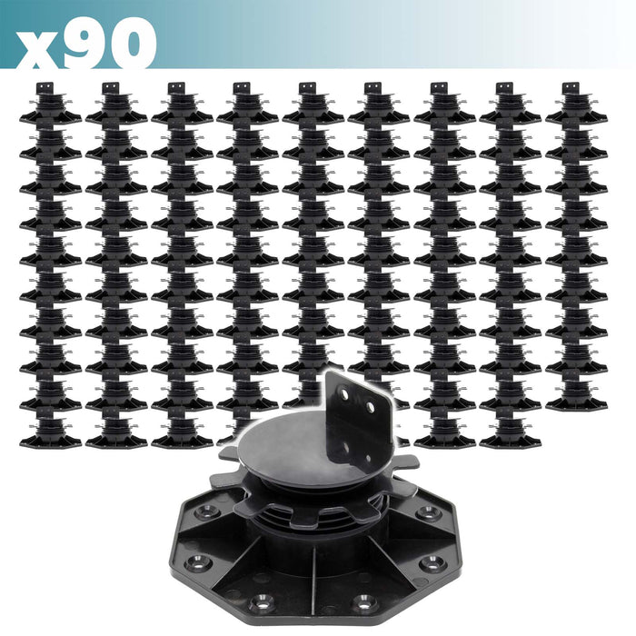Set 90 supporti per pavimenti galleggianti, Altezza regolabile 33-64mm Max 2700 kg, Piedini Decking