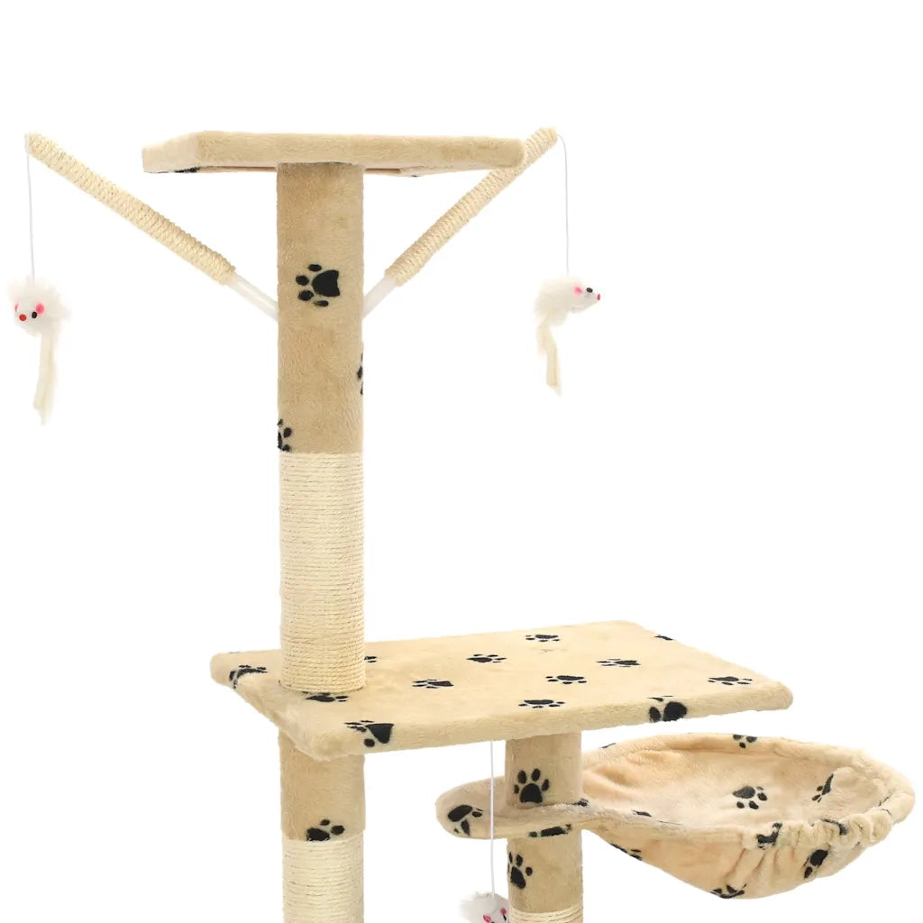 Albero per Gatti Tiragraffi Sisal 230-250cm Stampa Zampe Beige CFW6723847