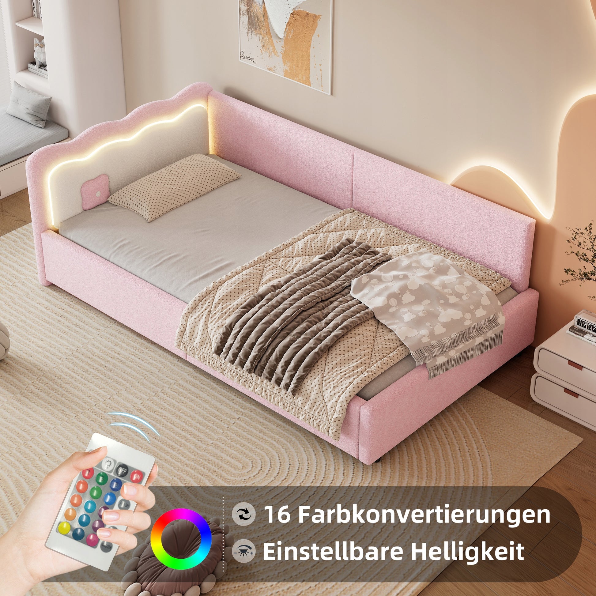 Letto a giorno 90x200 LED rosa - Xylo