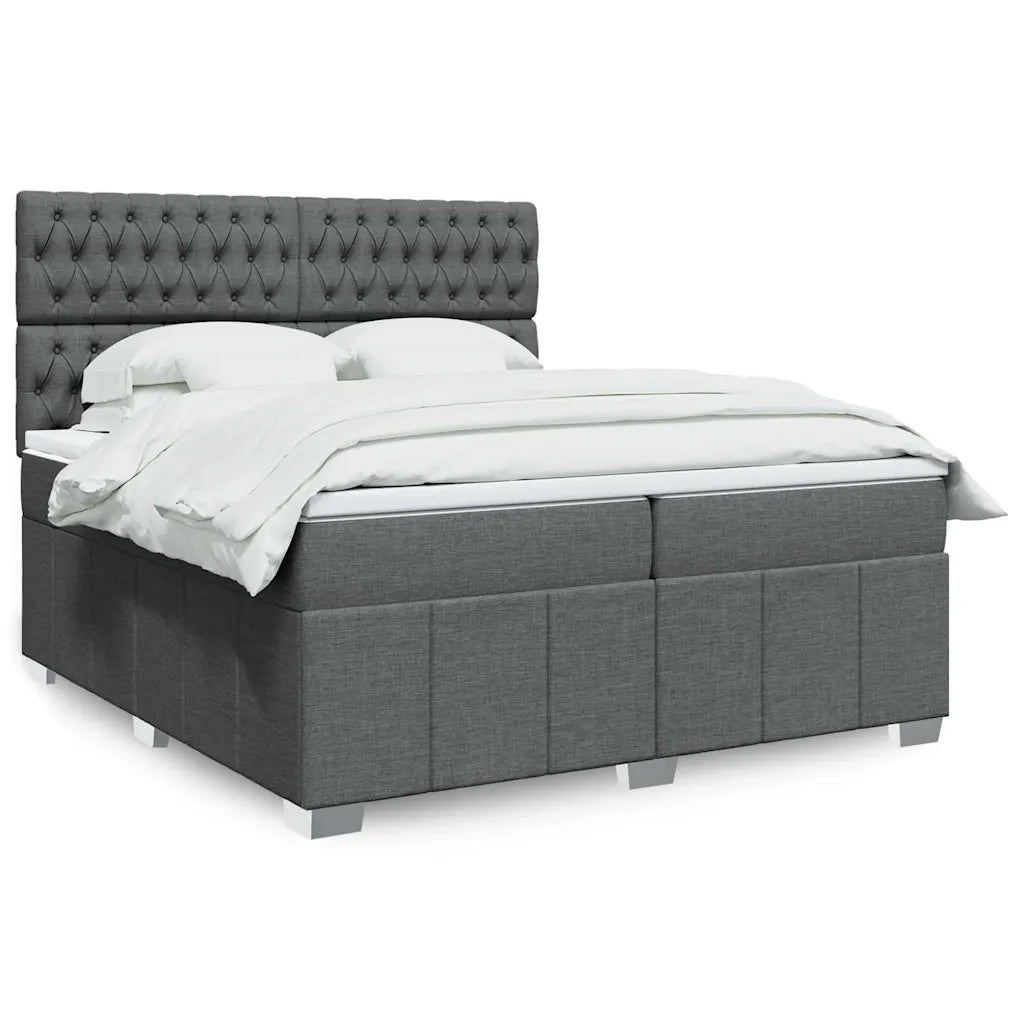 vidaXL Giroletto a Molle con Materasso Grigio Scuro 200x200 cm Tessuto