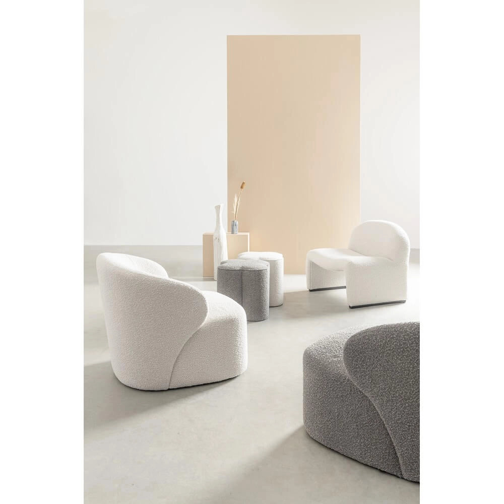 Pouf Sagomato in Tessuto Bouclé Effetto Naturale - WALKER