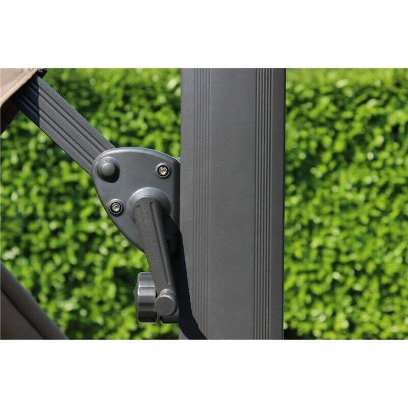 OMBRELLONE DOPPIO ARCHIMEDE 3 X 3 ANTRACITE E TELO ANTIVENTO TAUPE