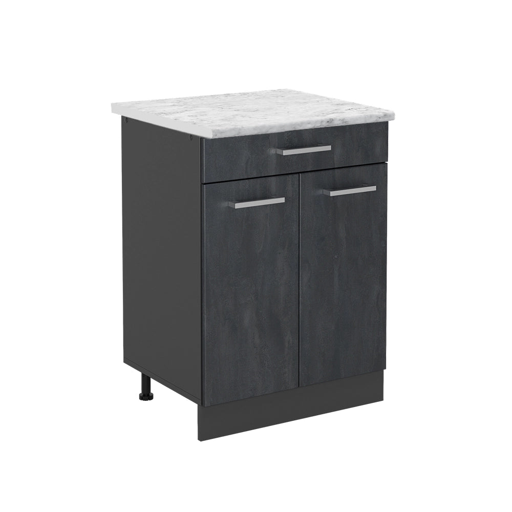 Vicco Mobiletto base per cucina Calcestruzzo nero 60 cm PL Marmo