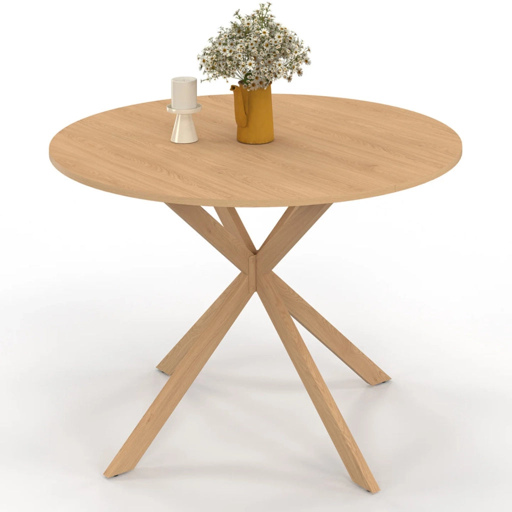 IDMarket - ALIX Tavolo da pranzo rotondo per 6 persone con gamba a ragno effetto faggio 110 cm
