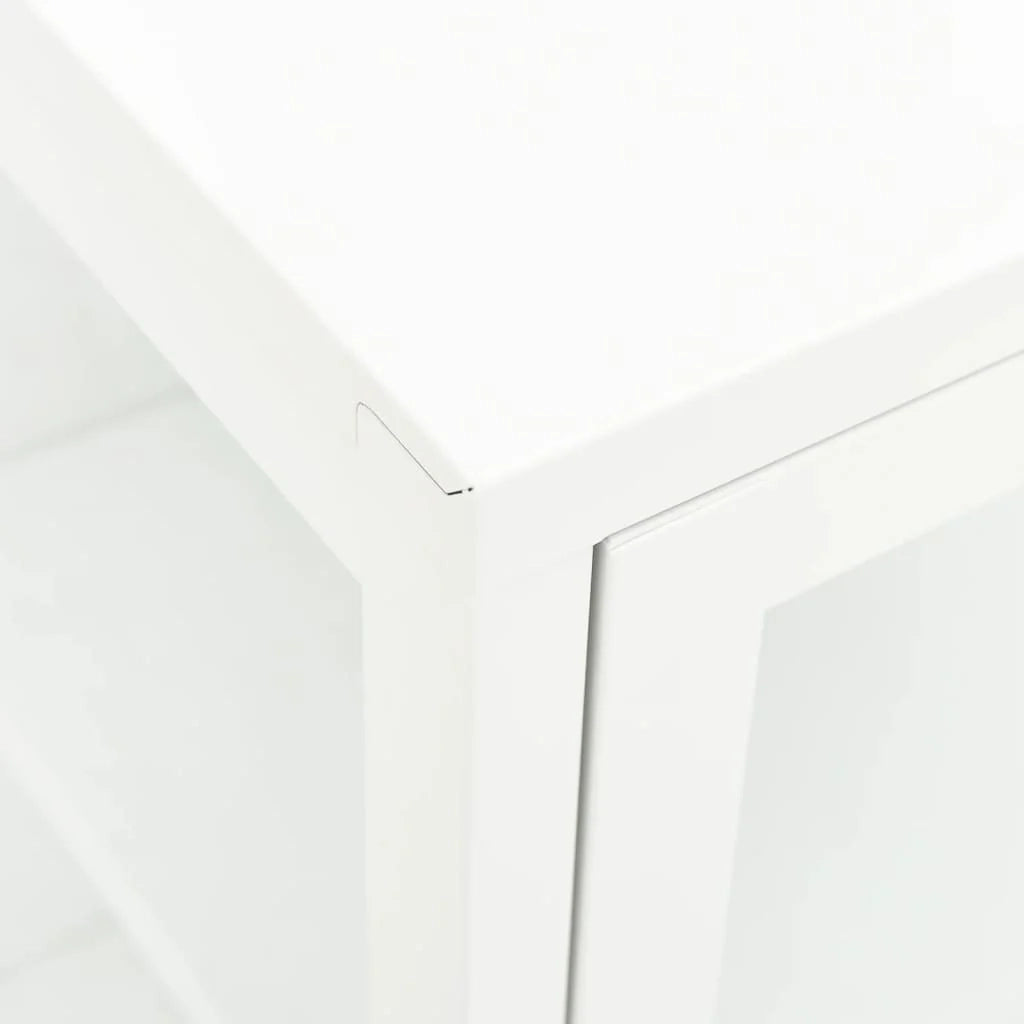 Buffet credenza cassettiera armadio mobile contenitore organizer per cucina soggiorno salotto 70 x 35 x 70 cm acciaio e vetro bianco 02_0030490