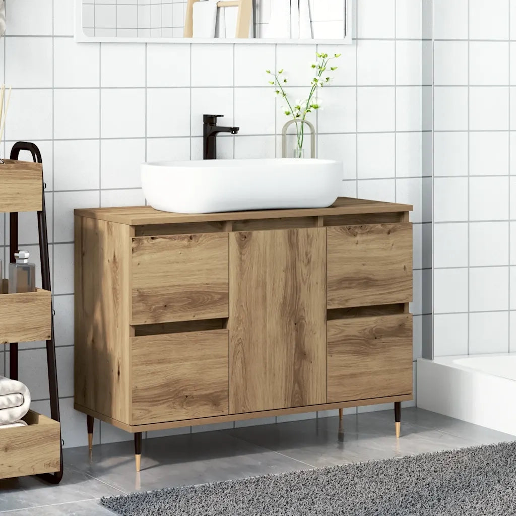 vidaXL Mobiletto da Bagno Rovere Artigianale 80x33x60 cm in Truciolato