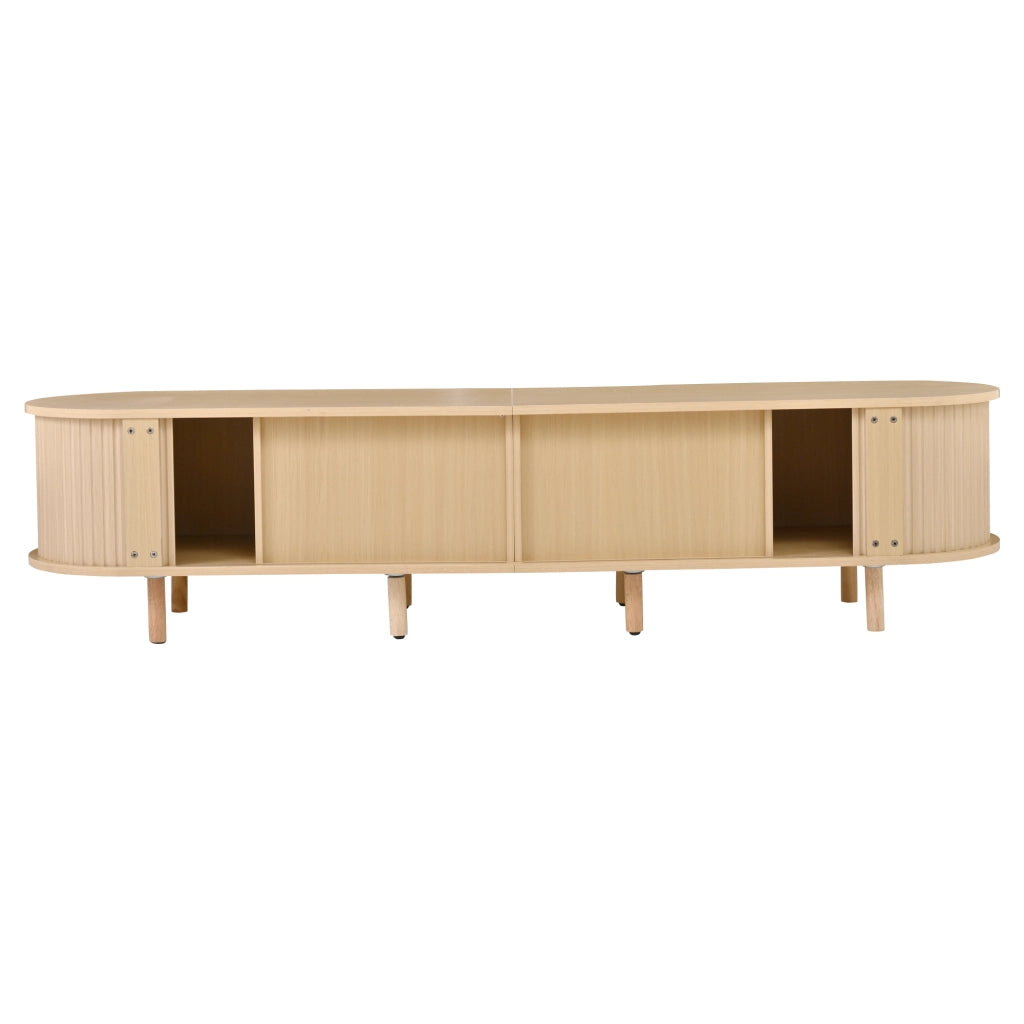 Mobile TV Lowboard ¨C MINIMAL ¨C Legno, 2 Ante Scorrevoli, 2 Cassetti in Rattan, 170x40x40 cm