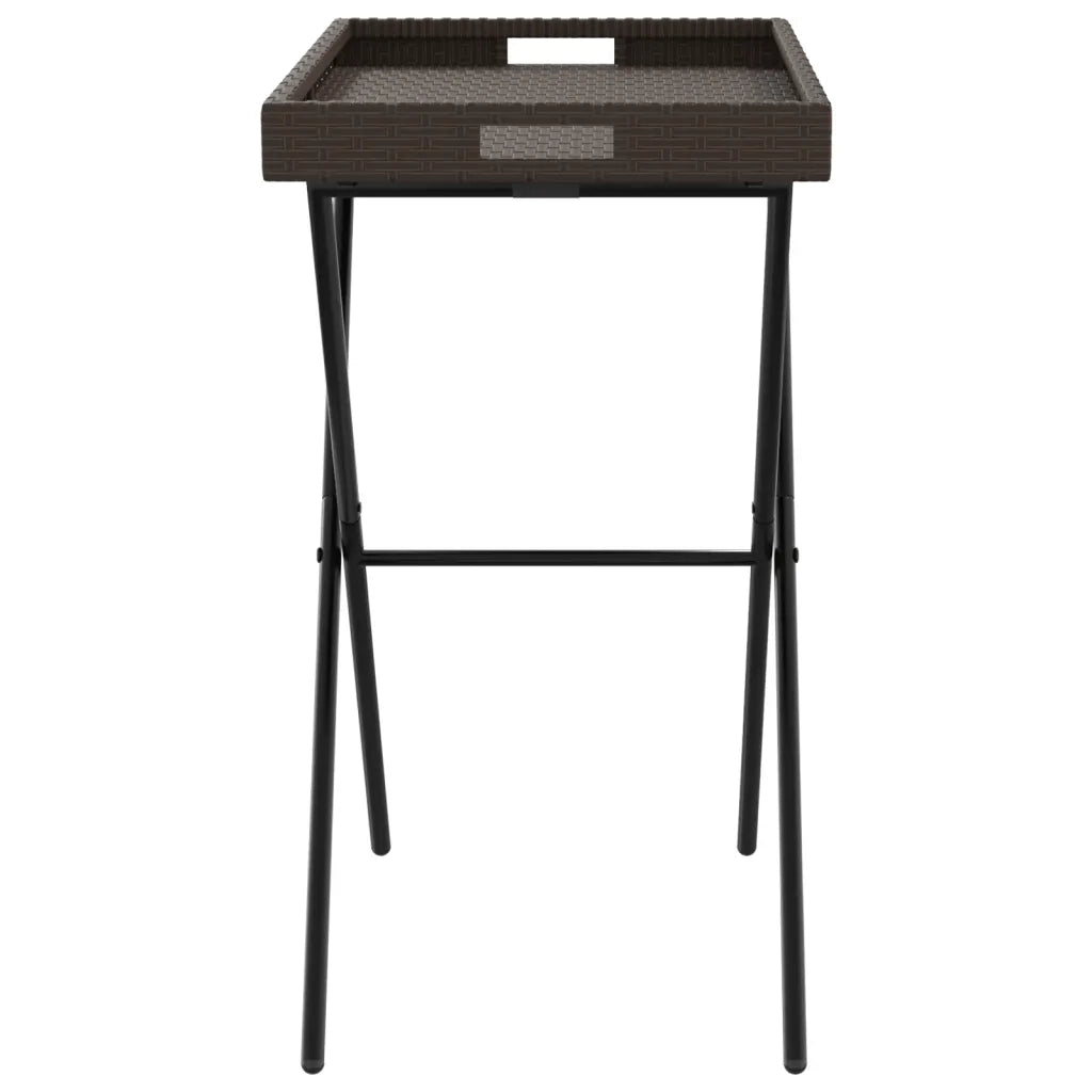 Tavolino Vassoio Pieghevole-Tavolino da soggiorno-Tavolo Marrone 65x40x75 cm in Polyrattan