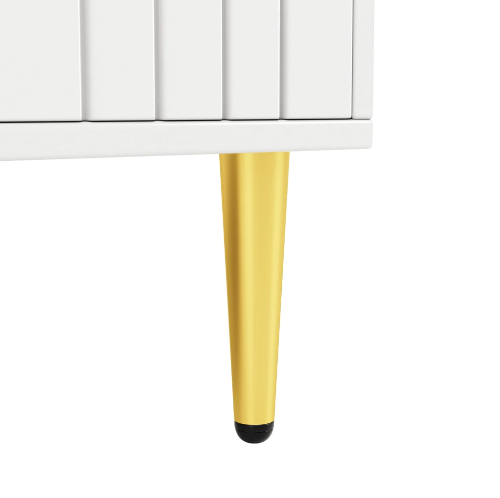 Credenza 152x40 cm; design ondulato con 2 ante; MDF; bianco