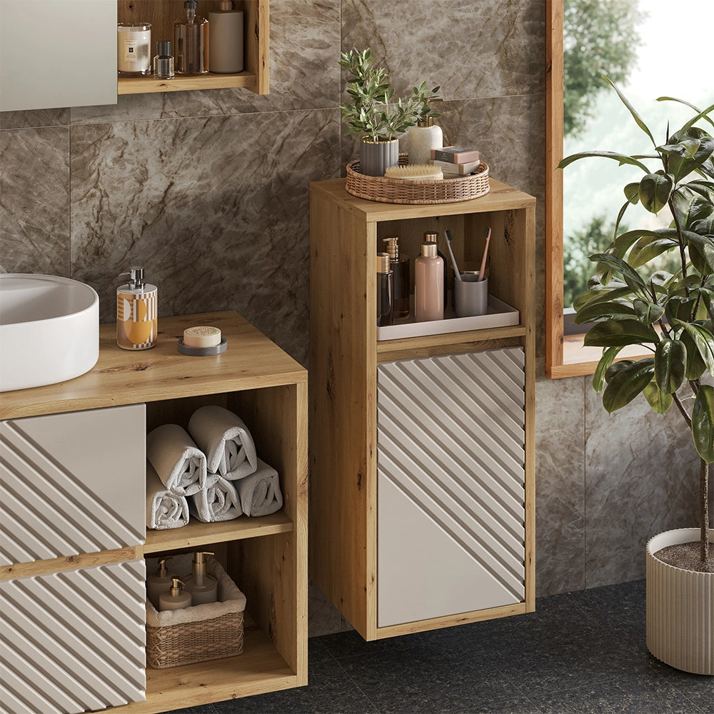 Mobiletto bagno Viola Rovere artigianale/Cachemire 37.8 x 80 cm Vicco