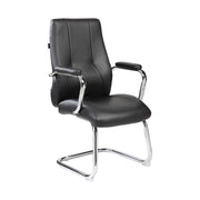 Sedia da ufficio Lucana, Seduta sala da attesa con braccioli per ufficio, Seduta ergonomica da attesa, 61x58h101 cm, Nero