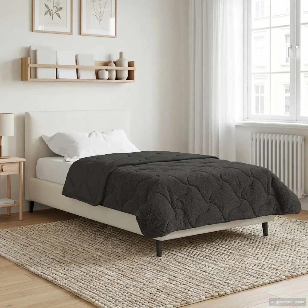 Piumone | Duvet Estivo Antracite 140 x 220 cm Microfibra e Fleece Teddy