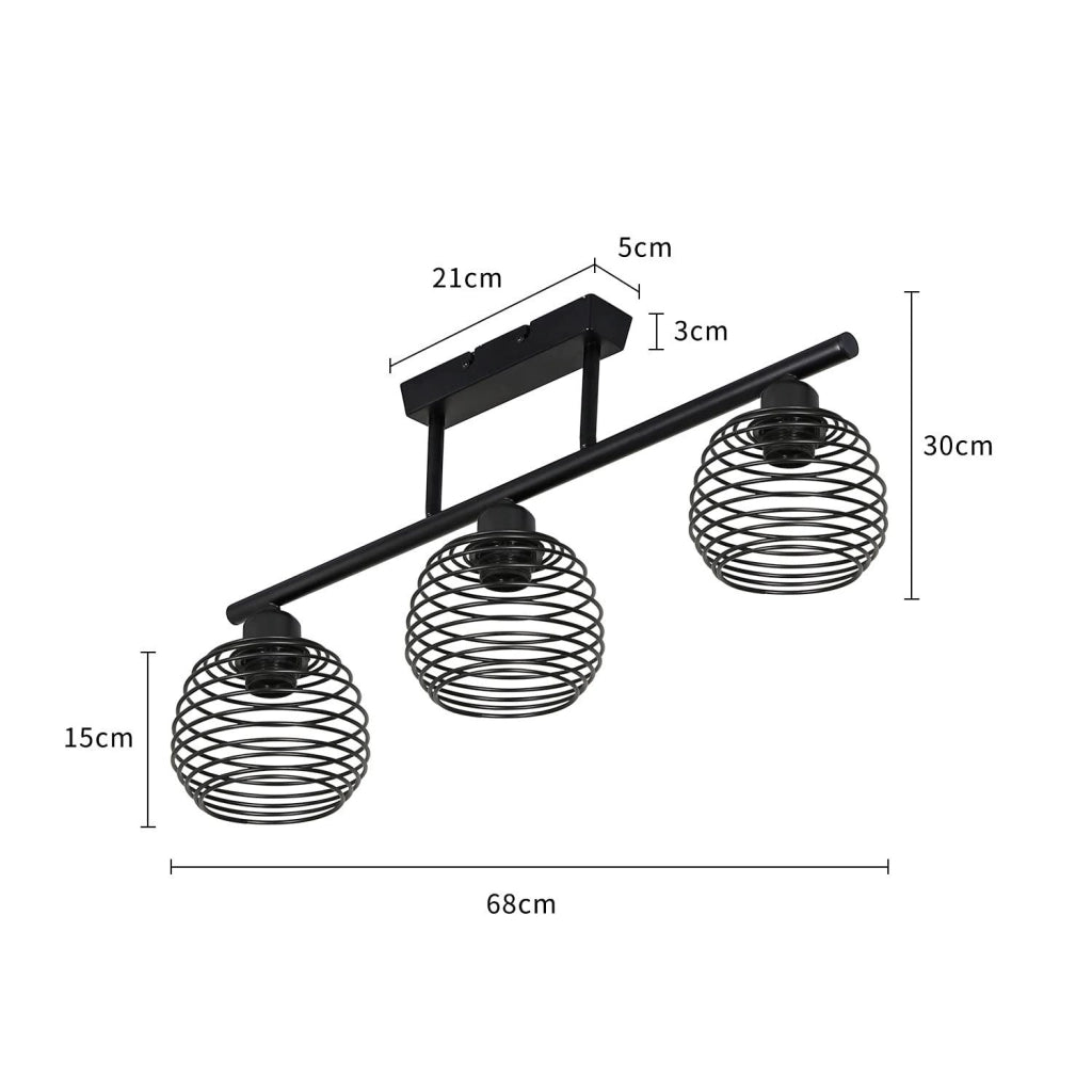 ZMH Lampada da soffitto retrò tre luci E27 soggiorno senza lampadine