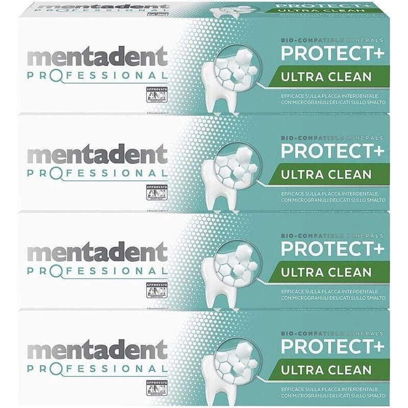 MENTADENT DENTIFRICIO SET 4 CONFEZIONI PROFESSIONAL 75 ML L'UNO PULIZIA EXTRA PROFONDA DEI DENTI
