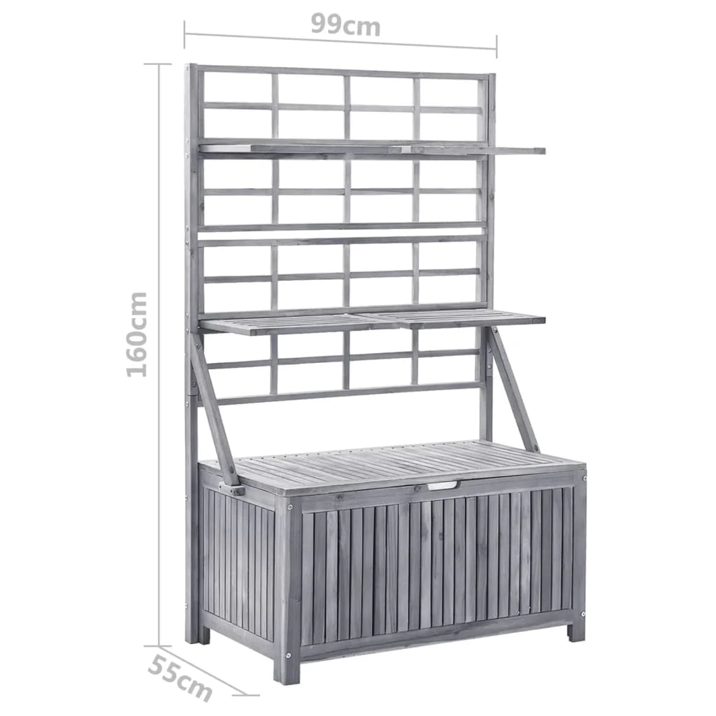Scatola portaoggetti con rete 99 x 55 x 160 cm in massello di acacia grigio 02_0012997