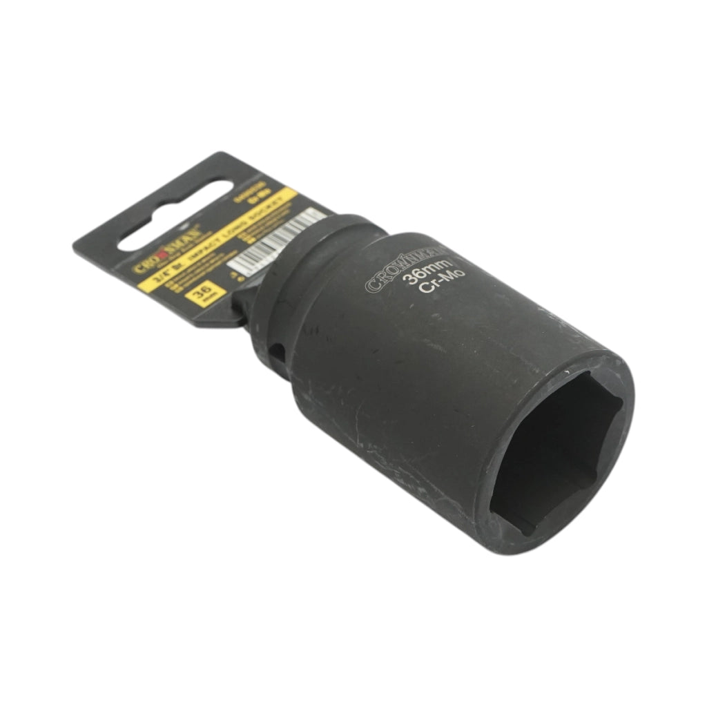 Chiave a bussola a impatto Crownman da 36 mm, attacco quadro da 3/4" in acciaio Cr-Mo