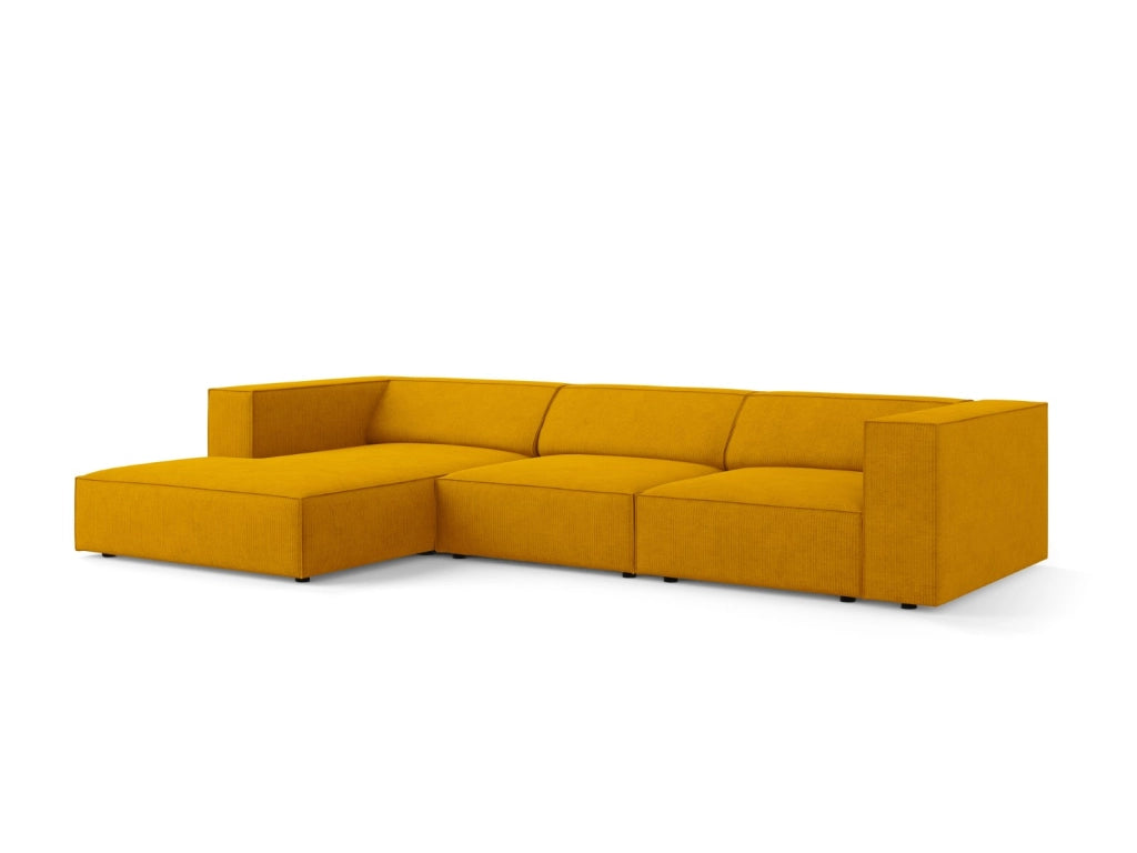 Cosmopolitan Design - Divano angolare sinistro "Arendal" 4 posti in ciniglia con effetto a coste senape 
