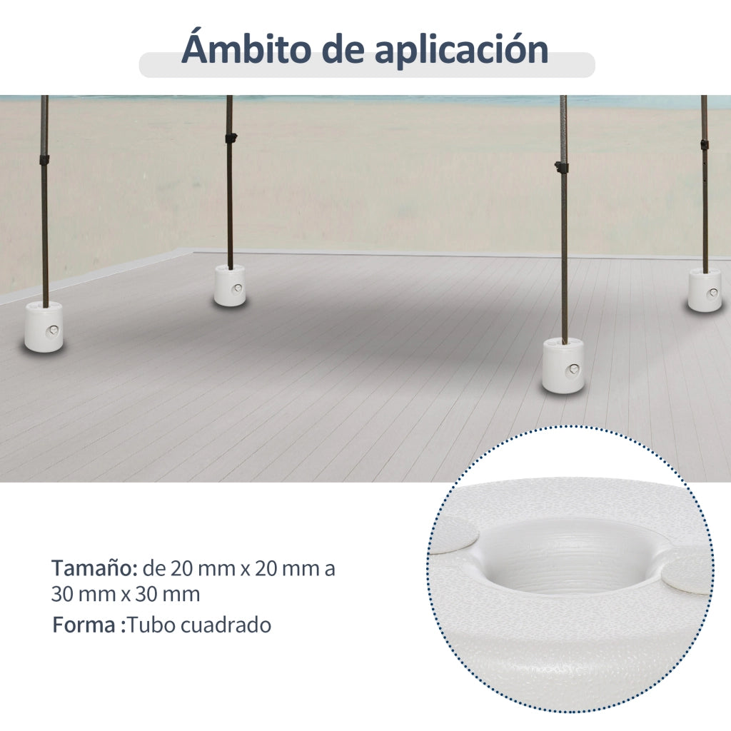 Set 4 Pesi per Gazebo Pieghevole ¨C Xylo ¨C Riempibili con Acqua 9kg ?22/24x25cm Bianco