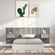 Testiera Letto con Comodini-Testiera con Contenitore in Legno Multistrato Grigio Sonoma 747961