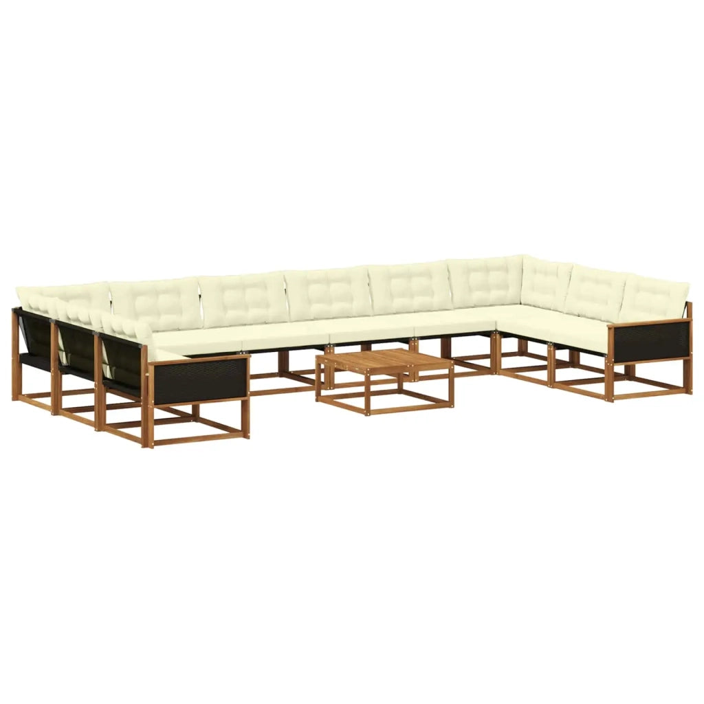 Set di divani da esterno con cuscino 11 pcs Naturale e Crema