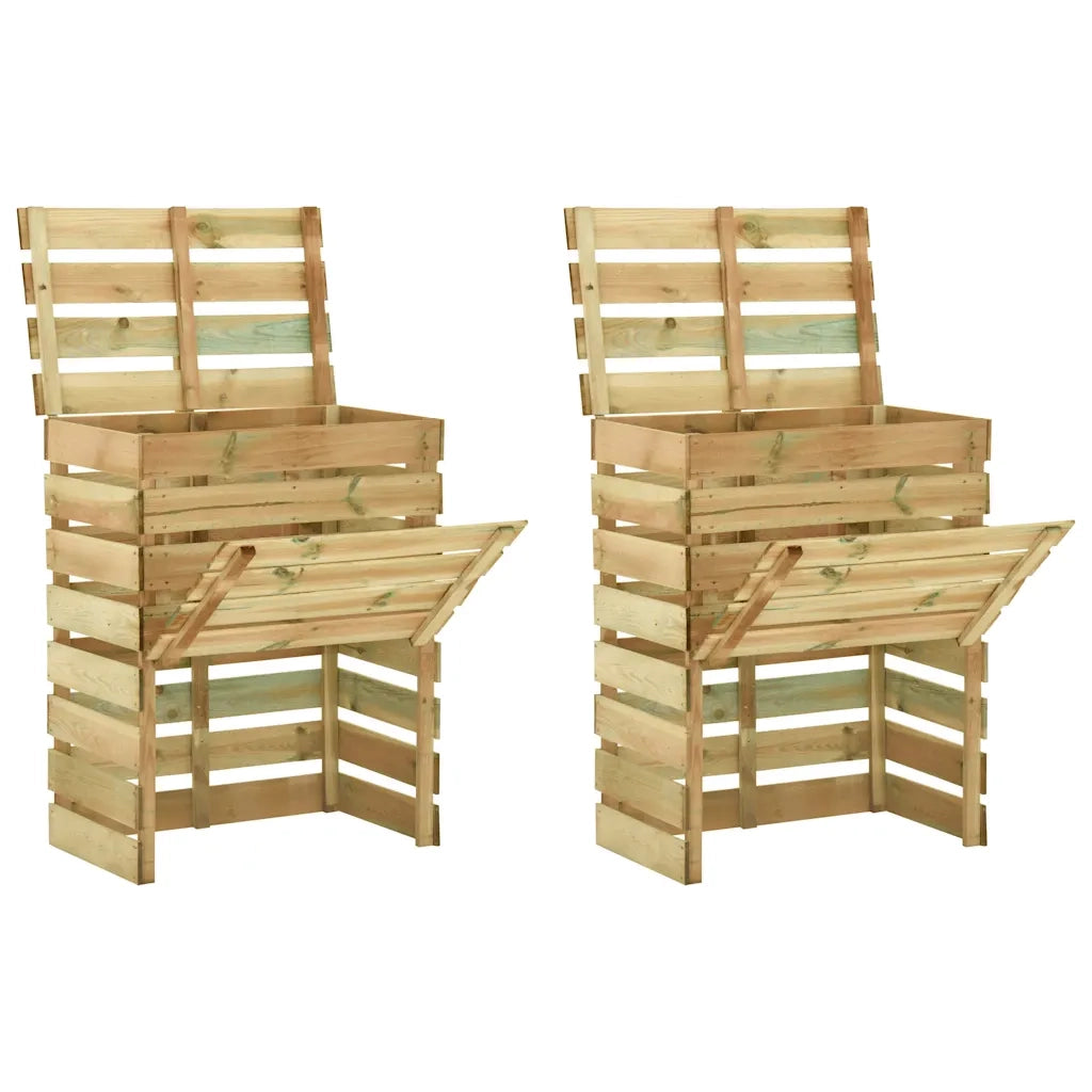 Compostiere da Giardino Doghe 2 pz 80x50x100 cm Pino Impregnato 3078136