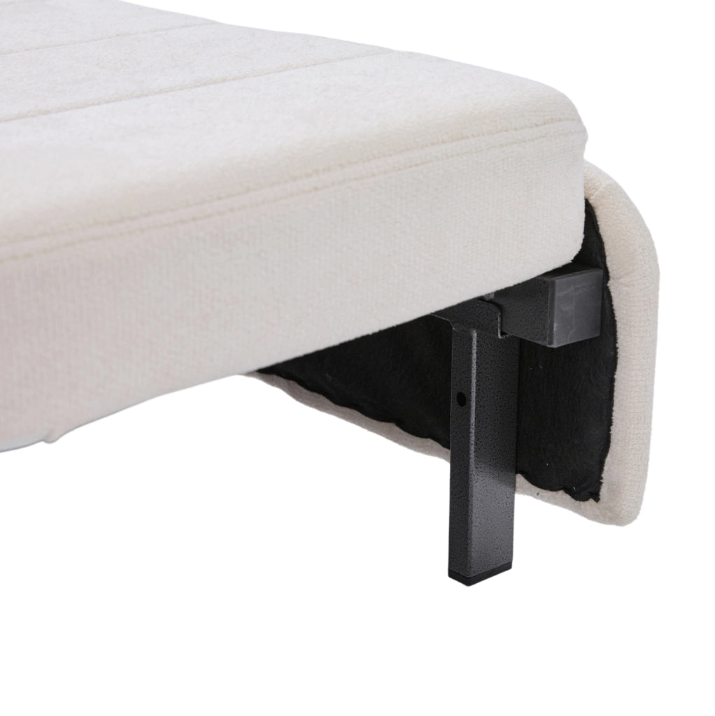 Divano letto multifunzione in ciniglia beige; convertibile; 139x83x58 cm