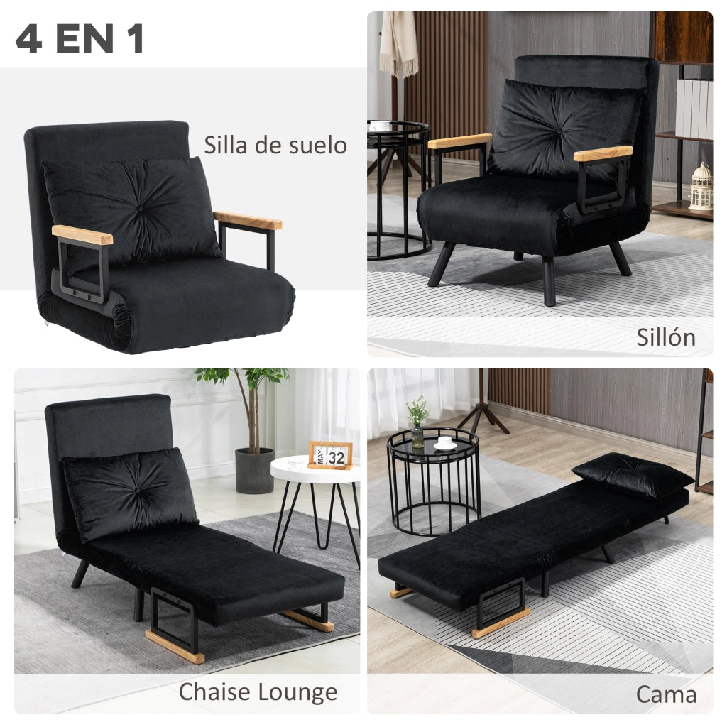 Letto imbottito singolo ¨C zephmum ¨C nero 63x73x81 cm