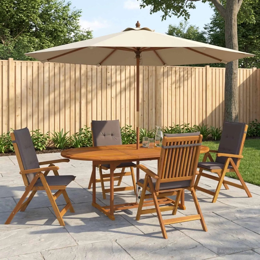Set da pranzo da giardino 5 pezzi Naturale 3434483
