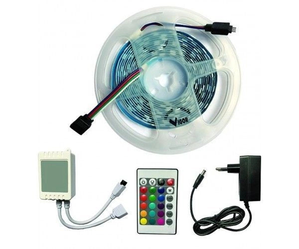 Vigor Striscia a Led Bruco-XL Multicolore 5 Metri 24w-rgb