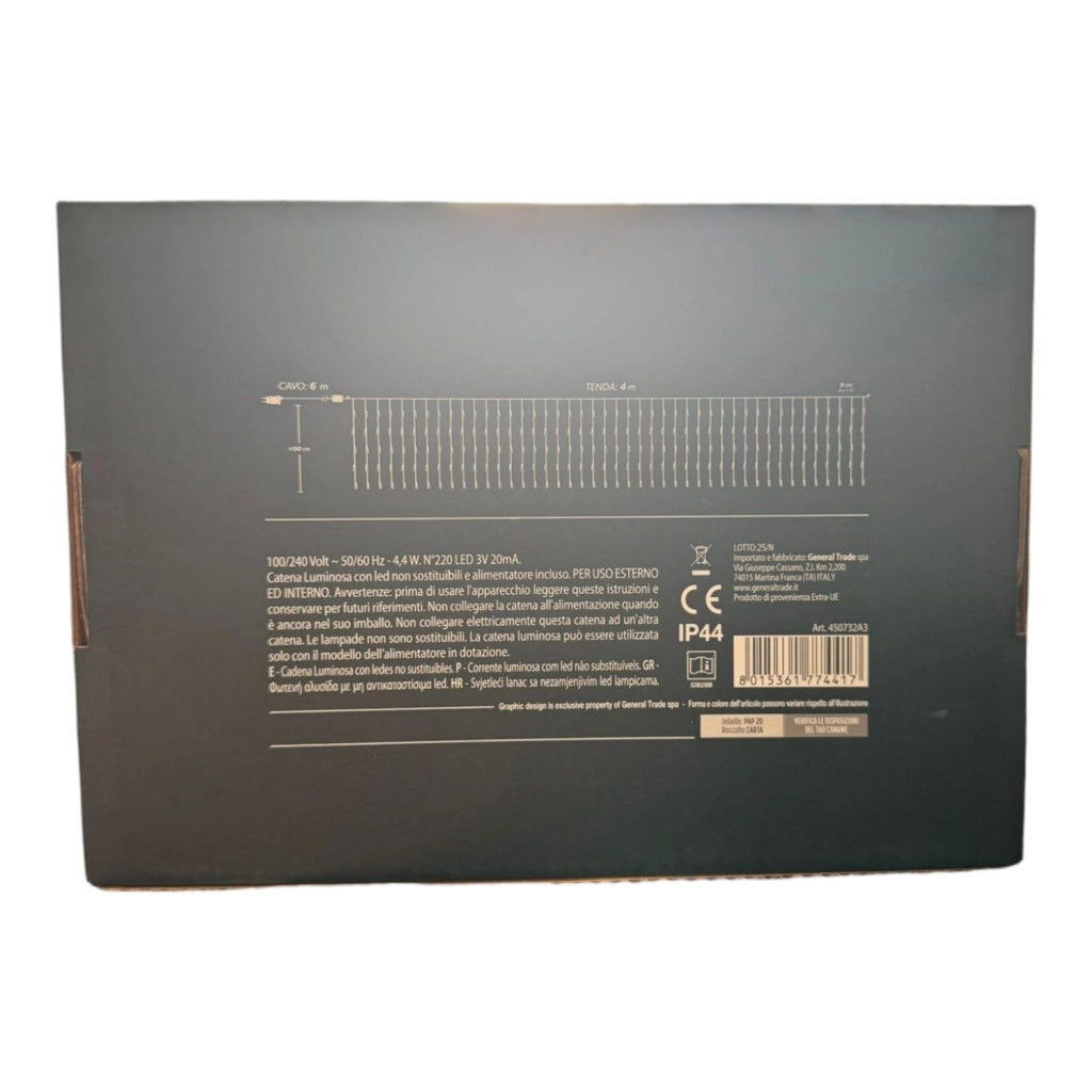 TENDA LUMINOSA 220 LED BIANCO CALDO