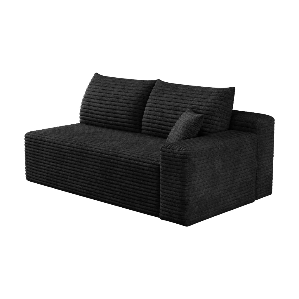 Divano lineare 2 posti in tessuto con schiuma elastica e design a linee fluide, nero 96 × 37 × 37 cm