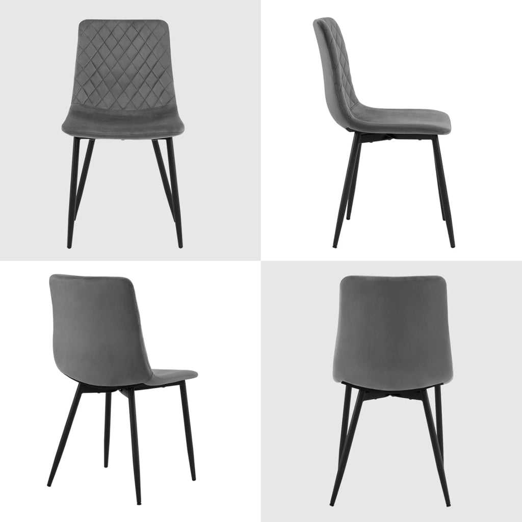 Sedie da Cucina Set da 4, Sedie Imbottite con Gambe in Metallo, Seduta in Velluto, per Camera da Letto, Sala da Pranzo,Grigio Scuro