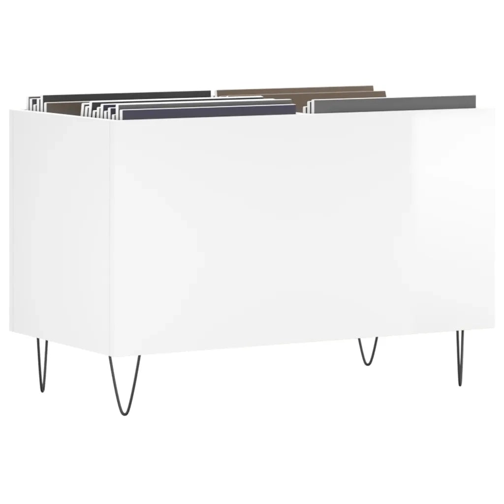 Mobile Porta Dischi Bianco Lucido 74,5x38x48 Legno Multistrato 831726