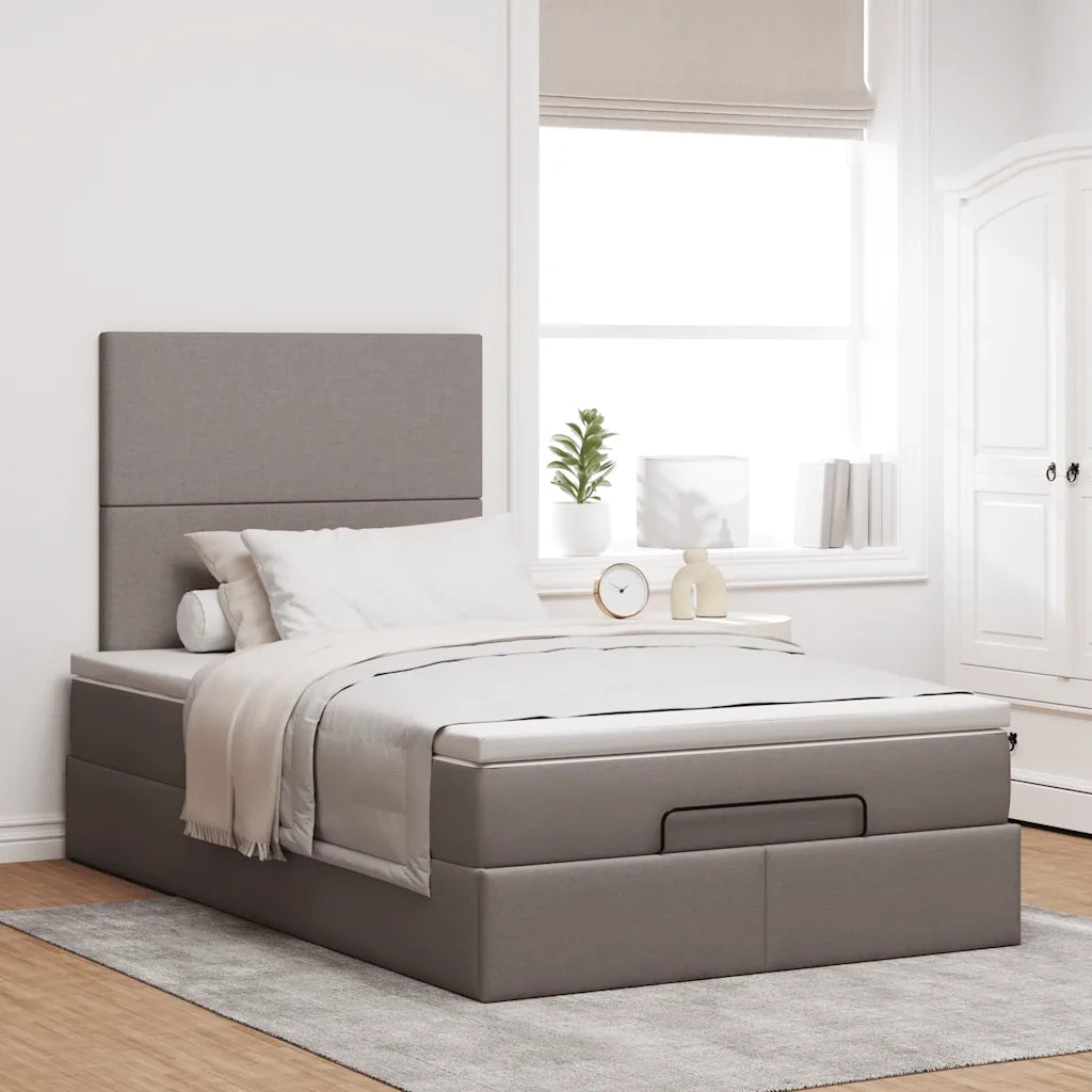 Struttura Letto Pouf con Materasso Tortora 120x200cm in Tessuto 3313068