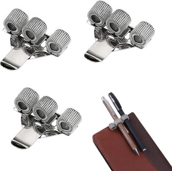 Pacchetto con 3 clip per penne, clip per penne metalliche, clip per penne per infermieri, clip per penne per matite, triplo clip per penne metalliche per clip per taschino, clip per penne per tunica, per organizzatore per laptop da ufficio