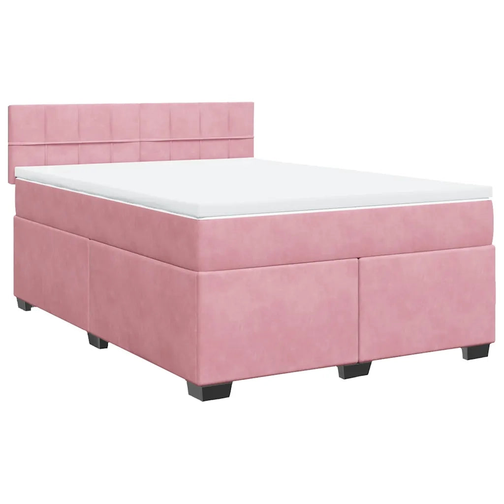 Giroletto a Molle con Materasso Rosa 160x200 cm in Velluto