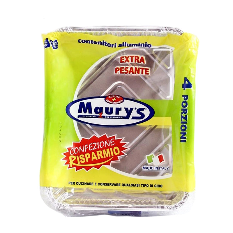 MAURY'S SET DA  10  CONTENITORI RETTANGOLARI IN ALLUMINIO DA 4 PORZIONI