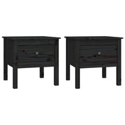 Tavolini 2 pz | Tavolo laterale Neri 50x50x49 cm in Legno Massello di Pino