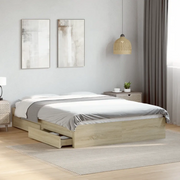 Giroletto Cassetti-Struttura Letto con contenitore Rovere Sonoma 140x200 cm Legno Multistrato 372414